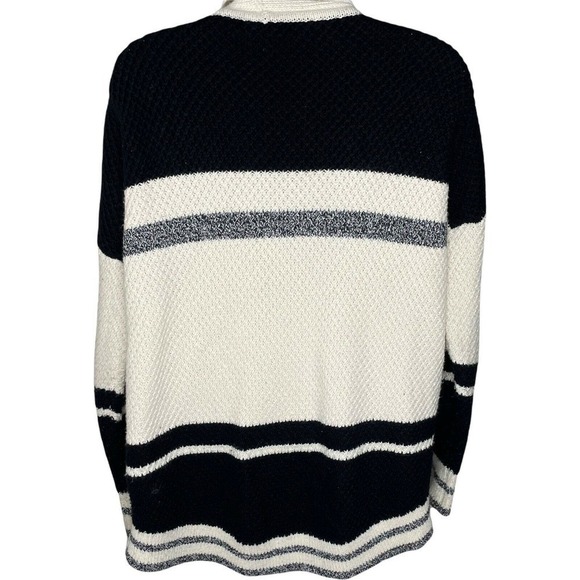 Madewell Black Cream Stripe Open Cocoon Cardigan XS Oversized Chunky - Picture 7 of 8